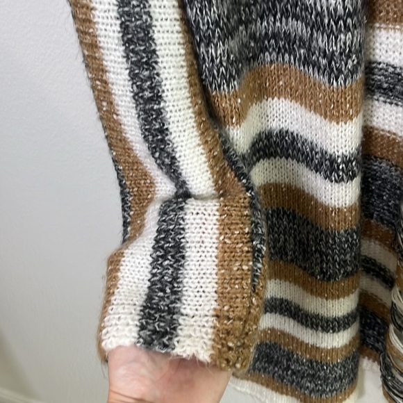 Daytrip Shredded Back Knit Cardigan Size Large Striped Longline Duster - Picture 7 of 9